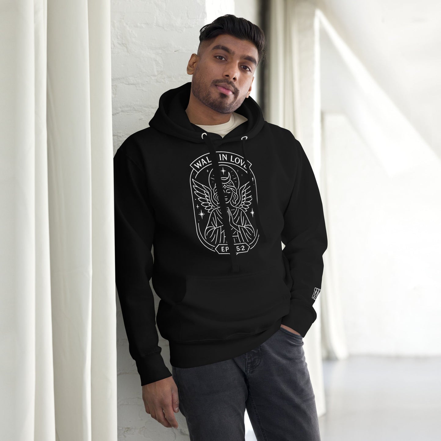 Ephesians 5:2 Unisex White Christian Hoodie Walk in Love Verse Design - WPiF