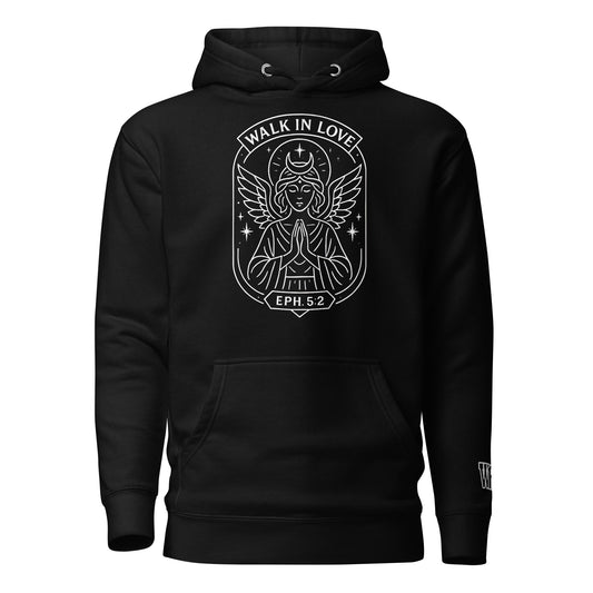 Ephesians 5:2 Unisex White Christian Hoodie Walk in Love Verse Design - WPiF