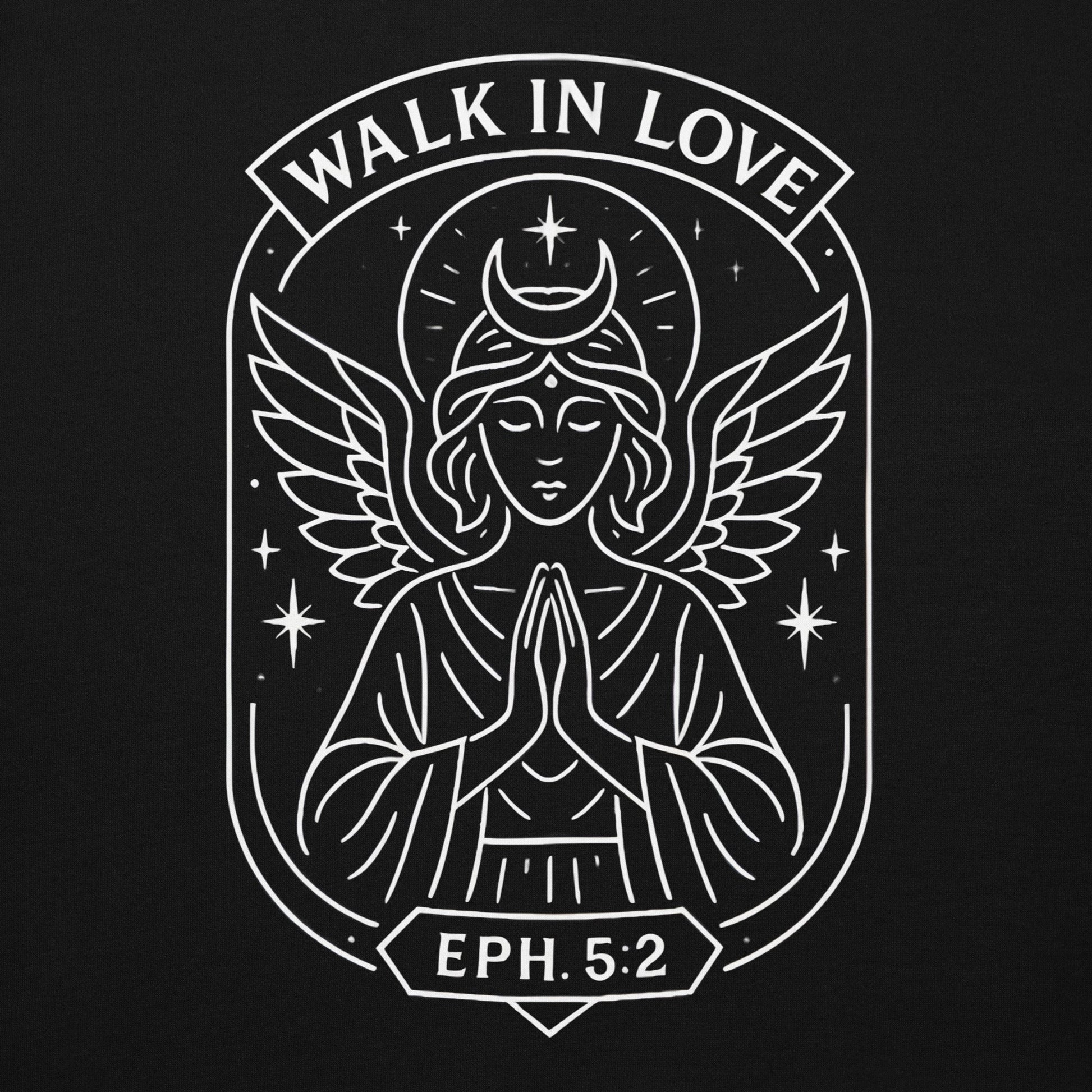 Ephesians 5:2 Unisex White Christian Hoodie Walk in Love Verse Design - WPiF