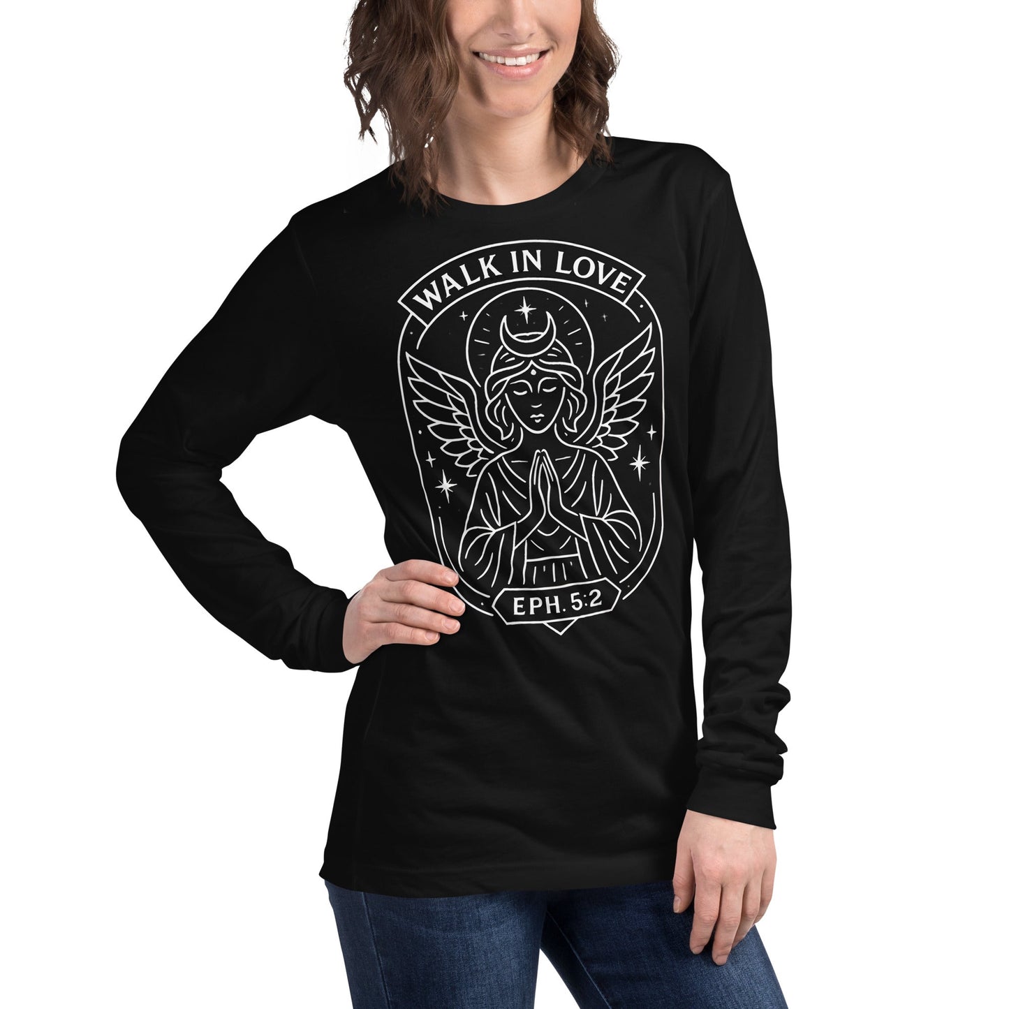 Ephesians 5:2 Unisex White Christian Long Sleeve Walk in Love Apparel - WPiF