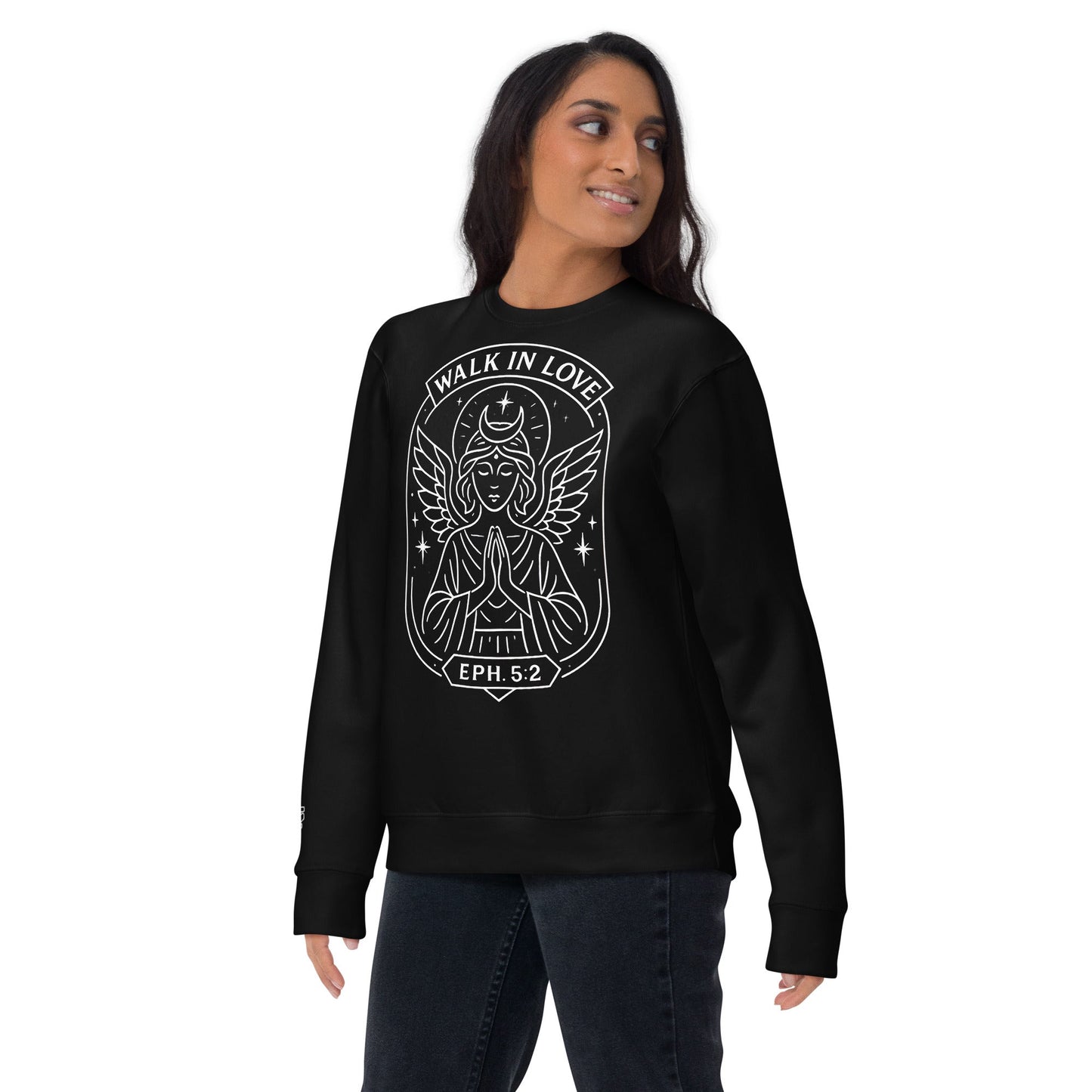 Ephesians 5:2 Unisex White Christian Sweater Walk in Love Faith Design - WPiF