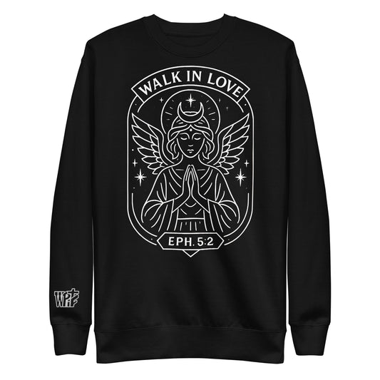 Ephesians 5:2 Unisex White Christian Sweater Walk in Love Faith Design - WPiF