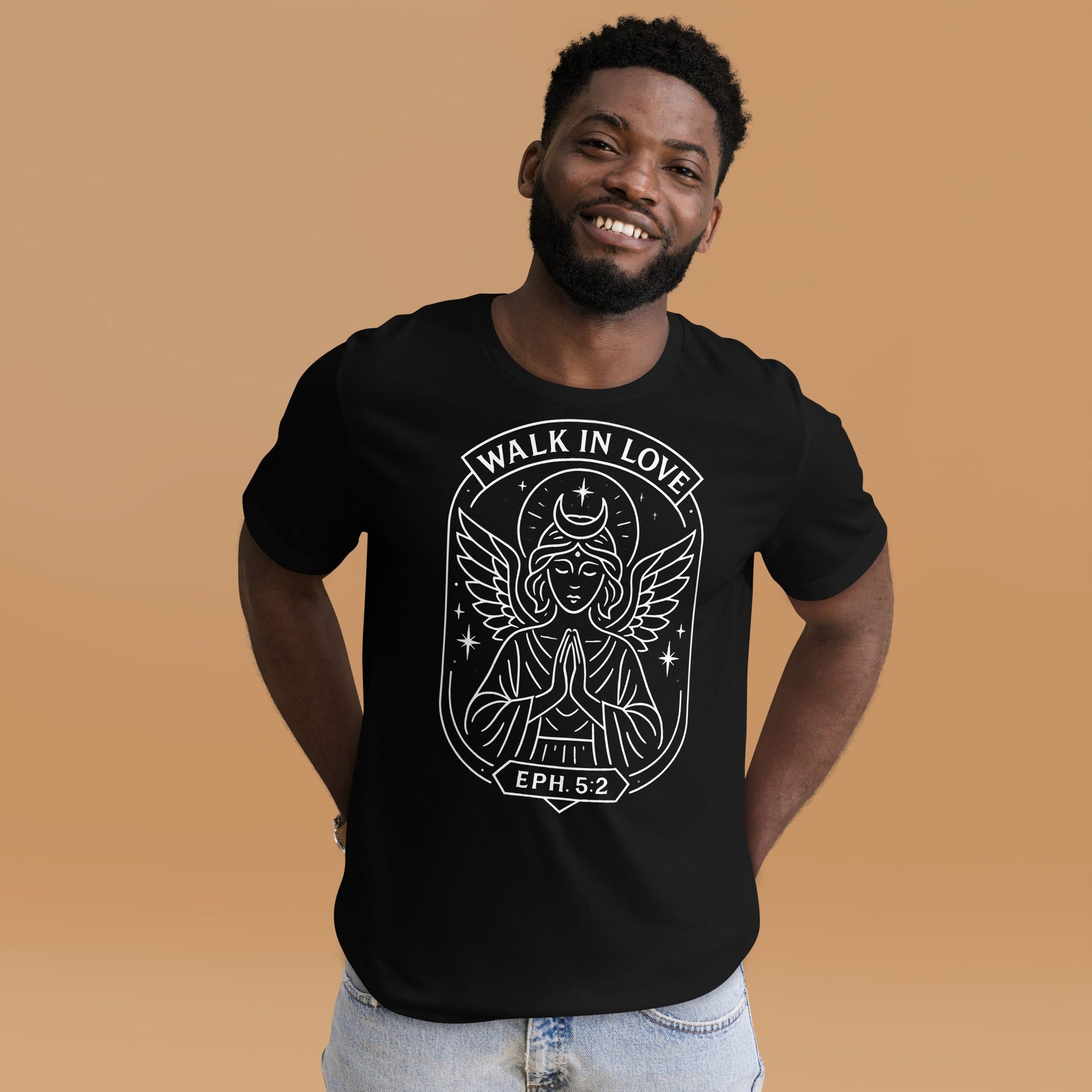 Ephesians 5:2 Unisex White Christian T-Shirt Walk in Love Scripture Design - WPiF