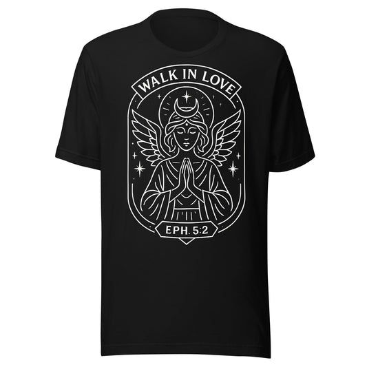 Ephesians 5:2 Unisex White Christian T-Shirt Walk in Love Scripture Design - WPiF
