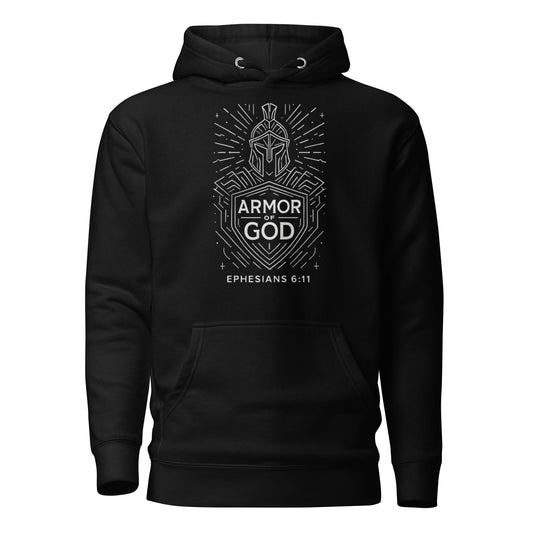 Ephesians 6:11 Unisex Black Christian Hoodie Armour of God - WPiF
