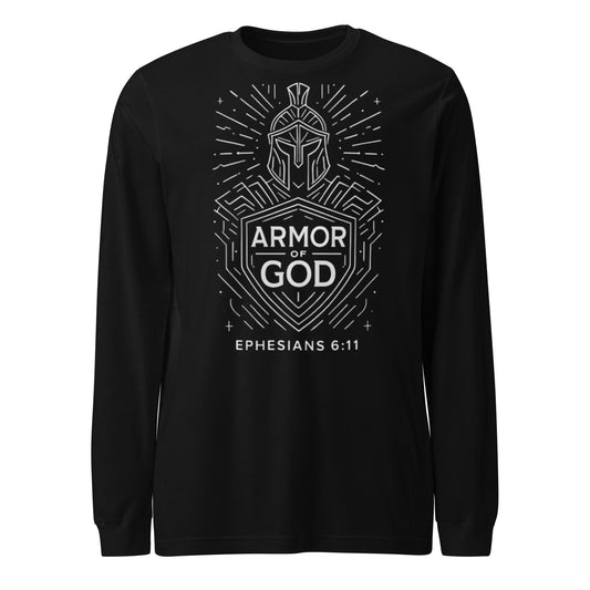 Ephesians 6:11 Unisex Black Christian Long Sleeve Armour of God - WPiF