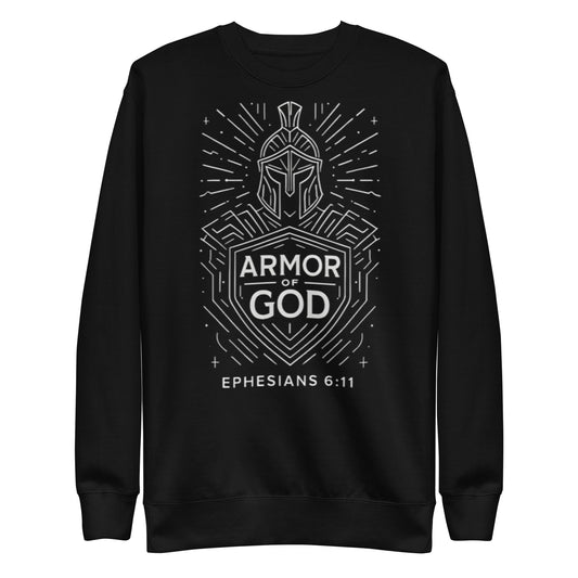 Ephesians 6:11 Unisex Black Christian Sweater Armour of God - WPiF