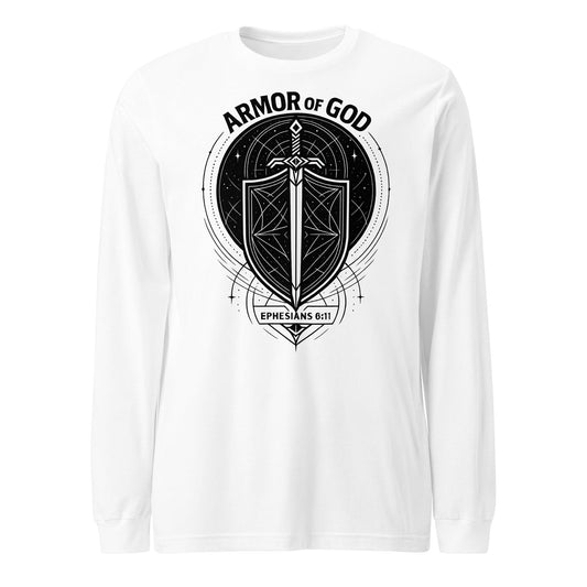 Ephesians 6:11 Unisex White Christian Long Sleeve Armour of God - WPiF