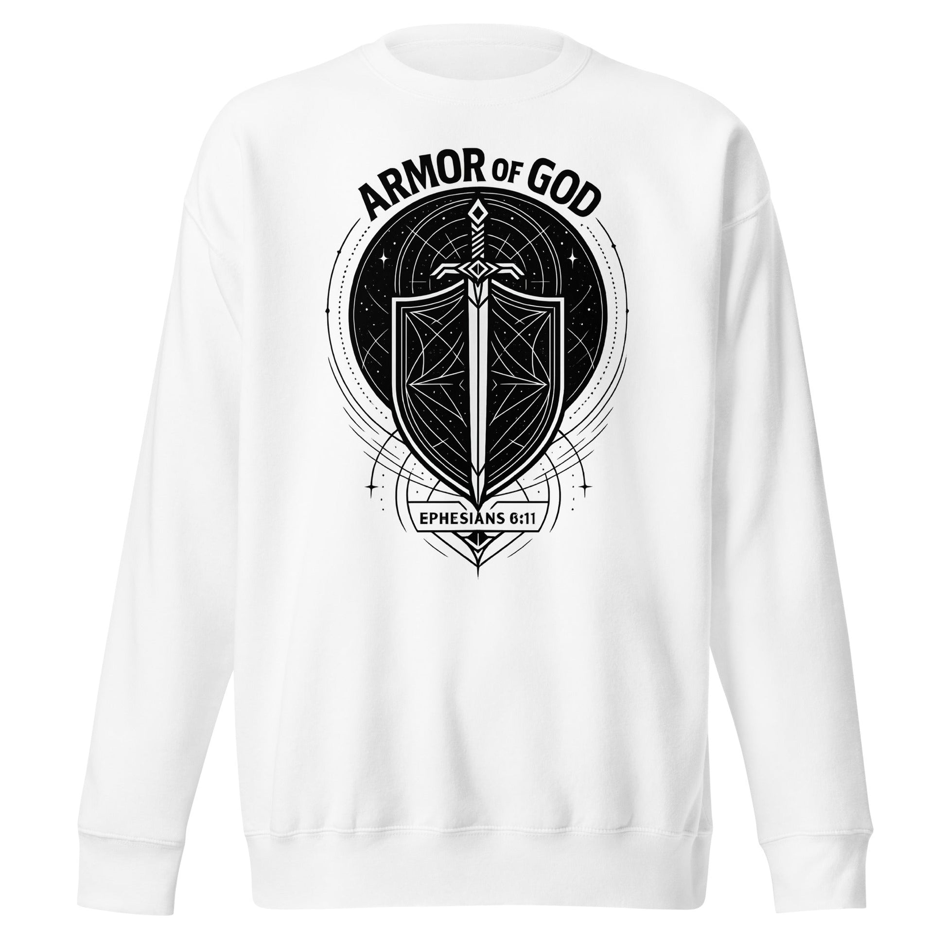 Ephesians 6:11 Unisex White Christian Sweater Armour of God - WPiF