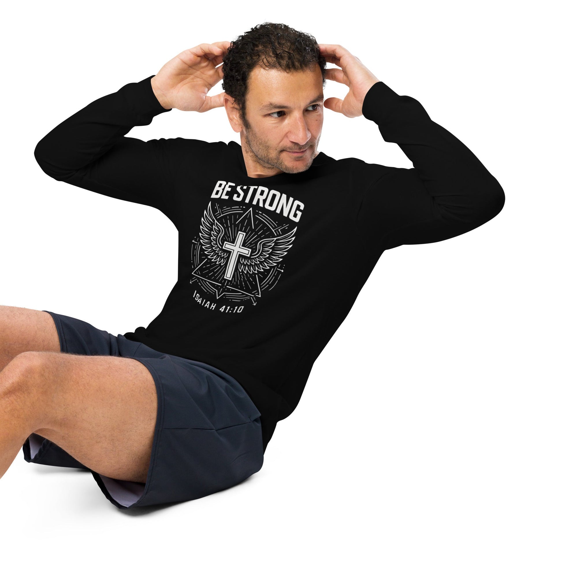 Isaiah 41:10 Unisex Black Christian Long Sleeve Be Strong - WPiF