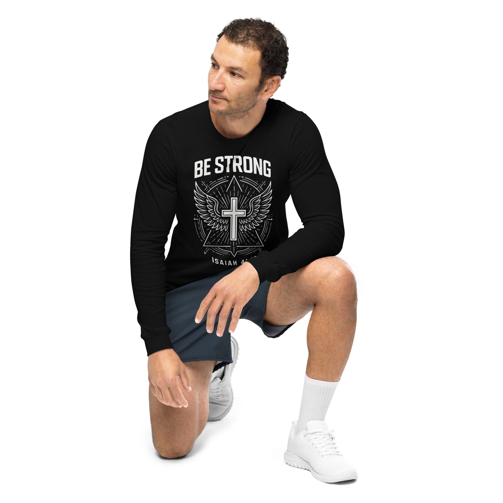 Isaiah 41:10 Unisex Black Christian Long Sleeve Be Strong - WPiF