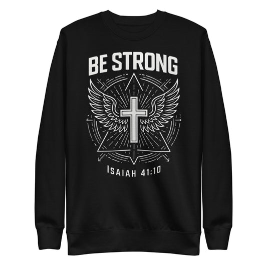 Isaiah 41:10 Unisex Black Christian Sweater Be Strong - WPiF
