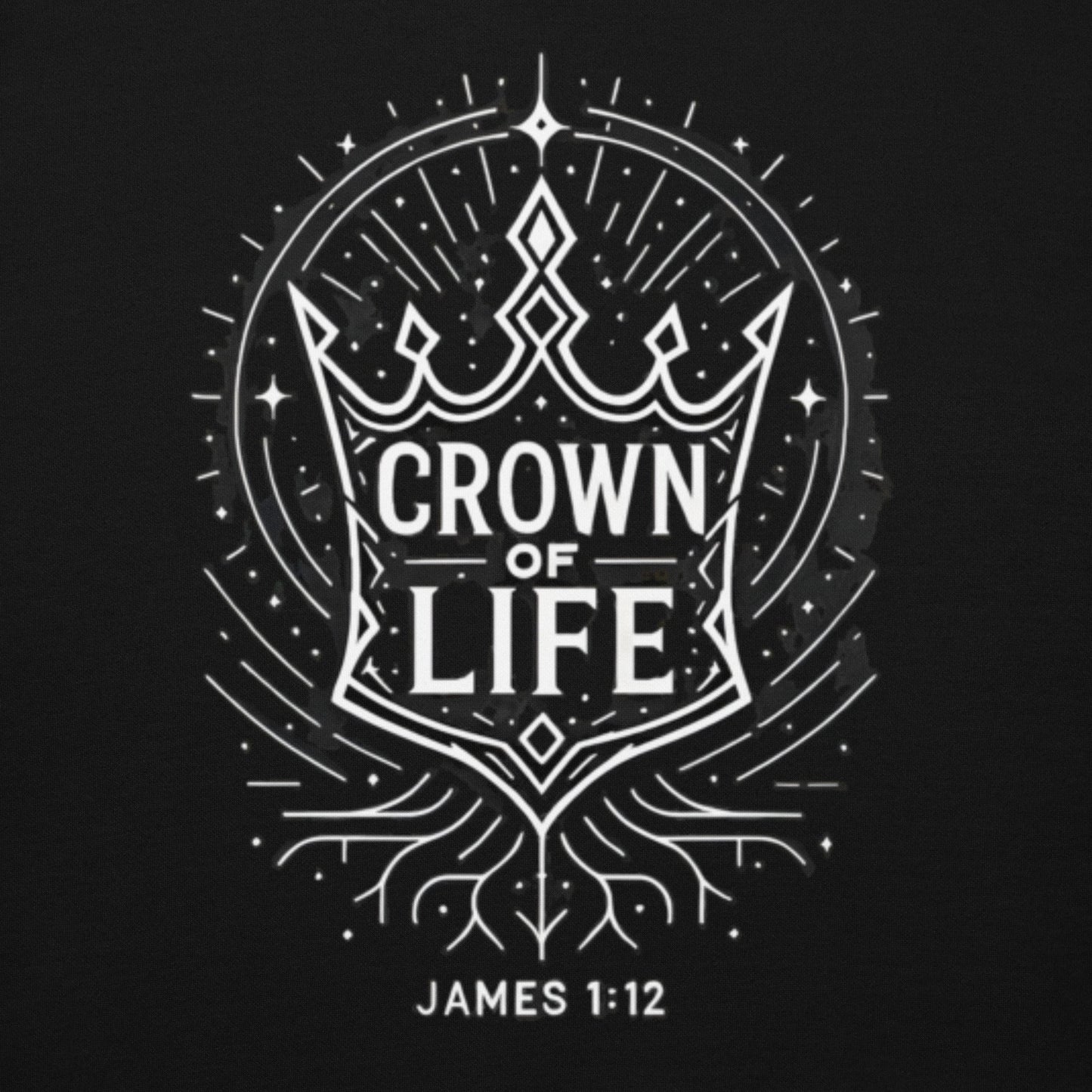 James 1:12 Unisex Black Christian Hoodie Crown of Life Design - WPiF