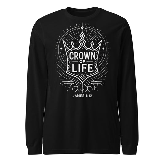 James 1:12 Unisex Black Christian Long Sleeve Crown of Life - WPiF