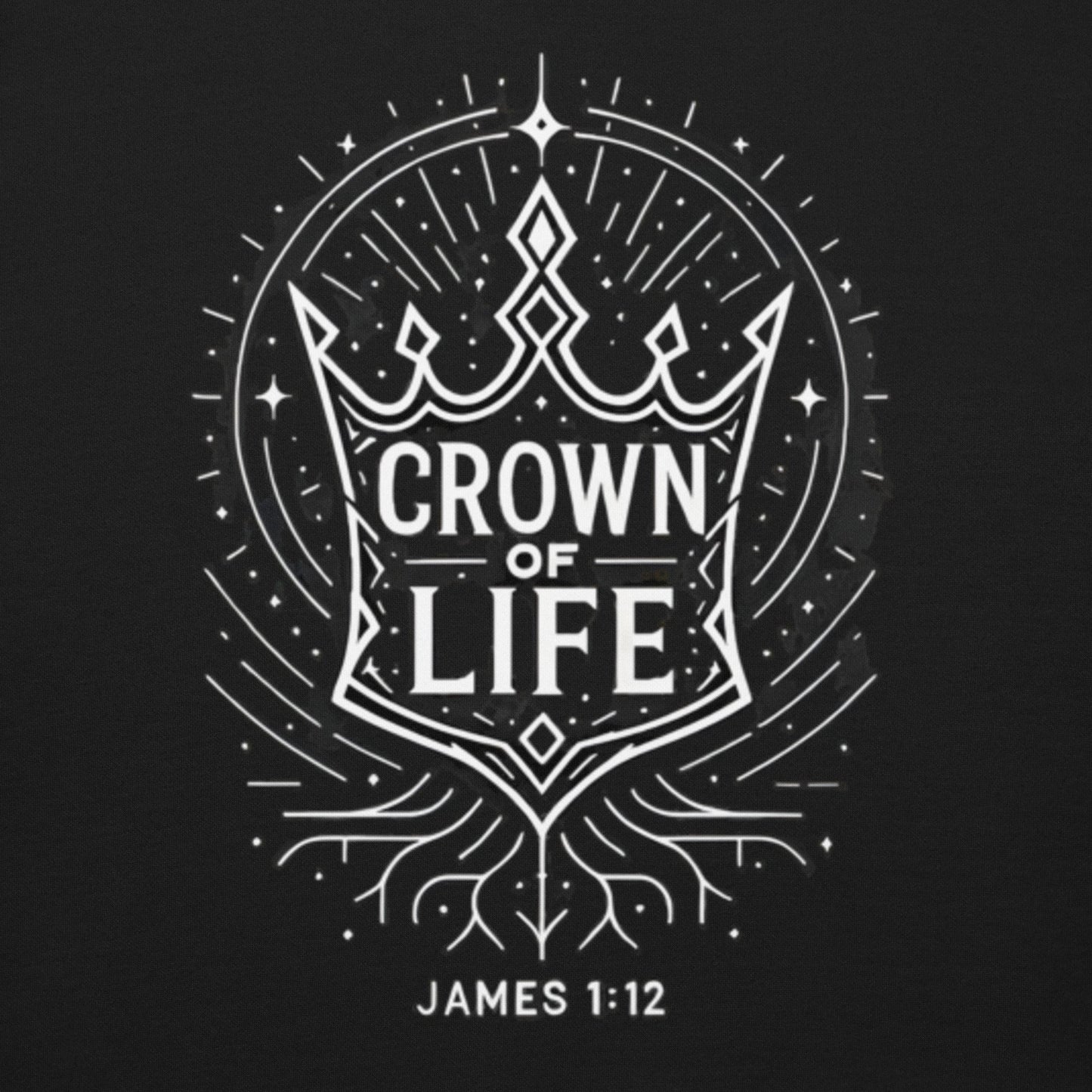 James 1:12 Unisex Black Christian Sweater Crown of Life Design - WPiF