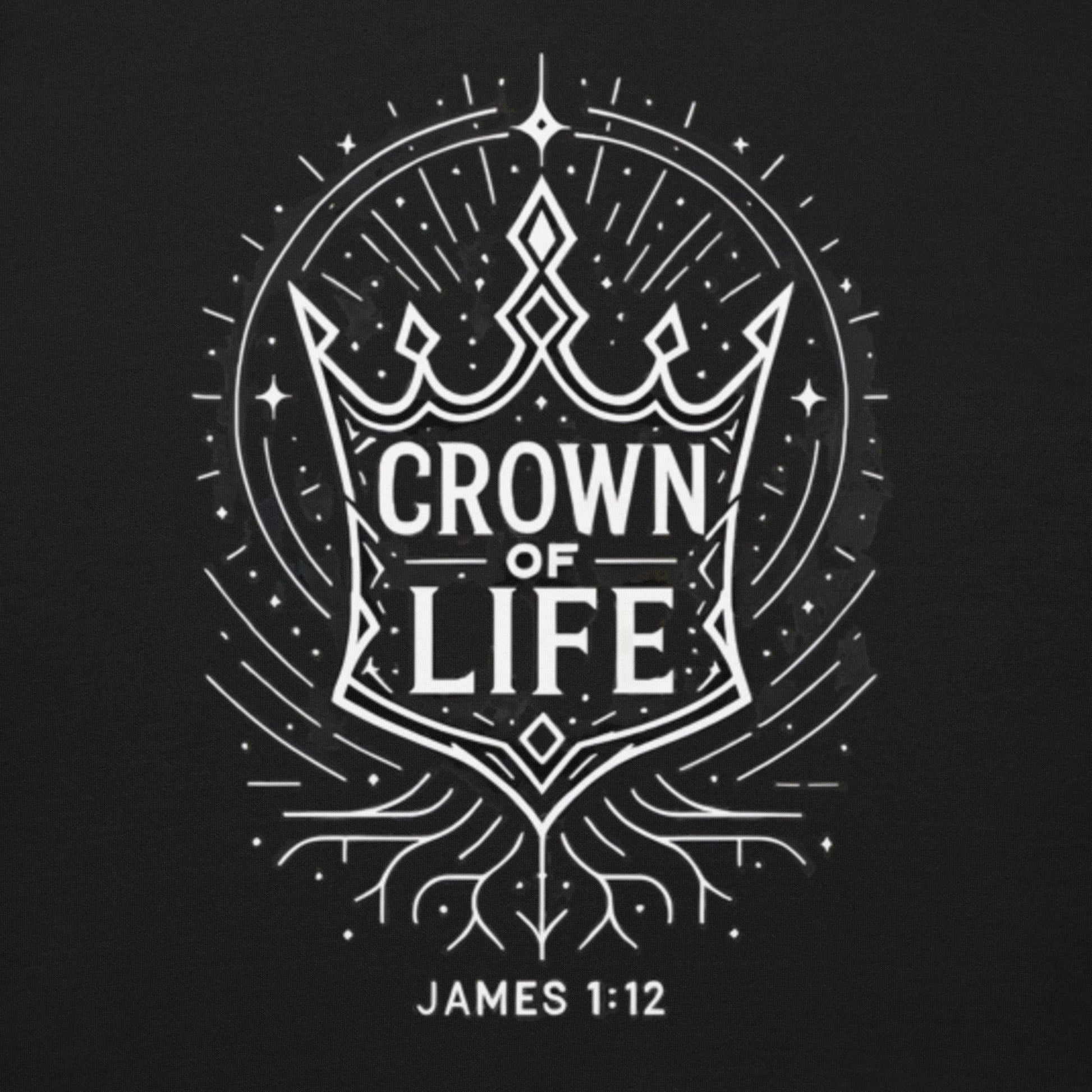 James 1:12 Unisex Black Christian Sweater Crown of Life Design - WPiF