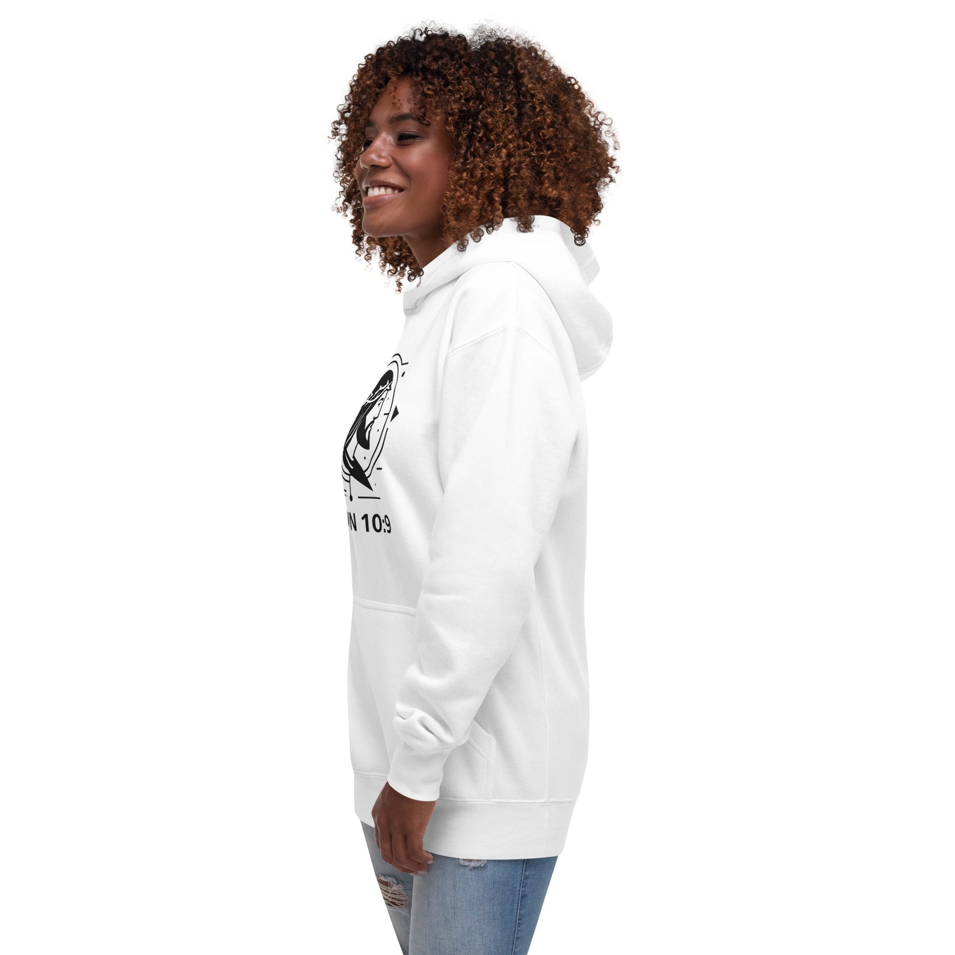 John 10:9 Unisex White Christian Hoodie Unique Faith Design - WPiF