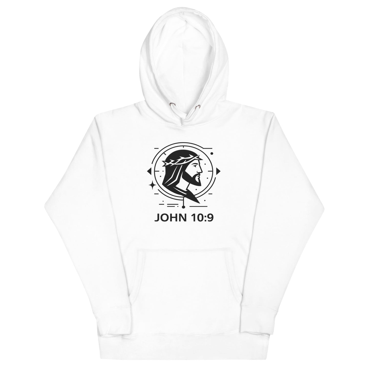 John 10:9 Unisex White Christian Hoodie Unique Faith Design - WPiF