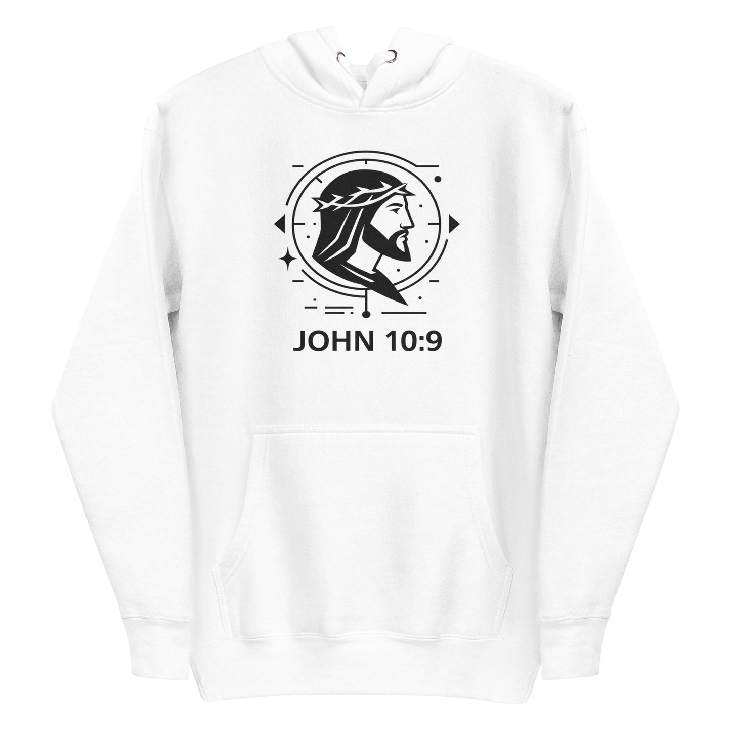 John 10:9 Unisex White Christian Hoodie Unique Faith Design - WPiF