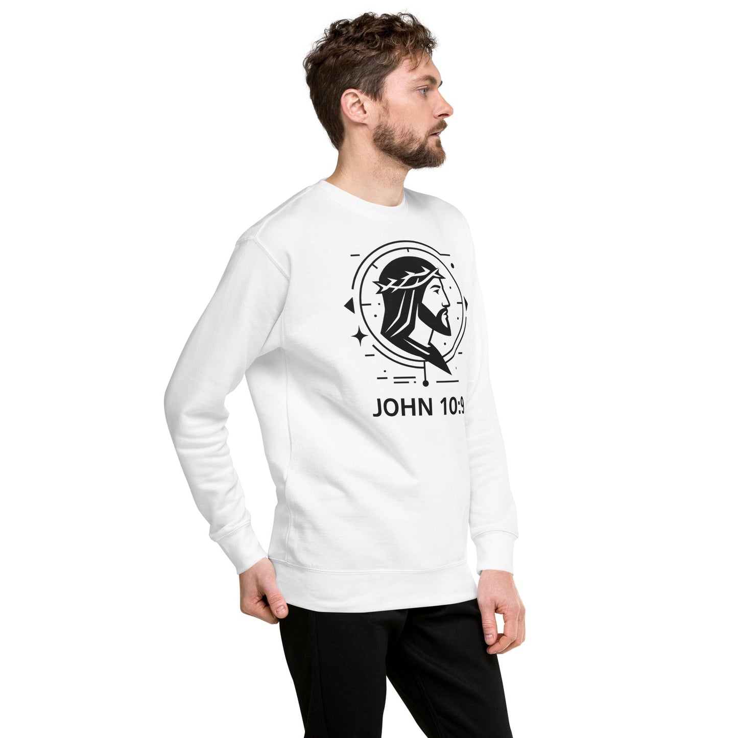 John 10:9 Unisex White Christian Long Sleeve Unique Faith Design - WPiF
