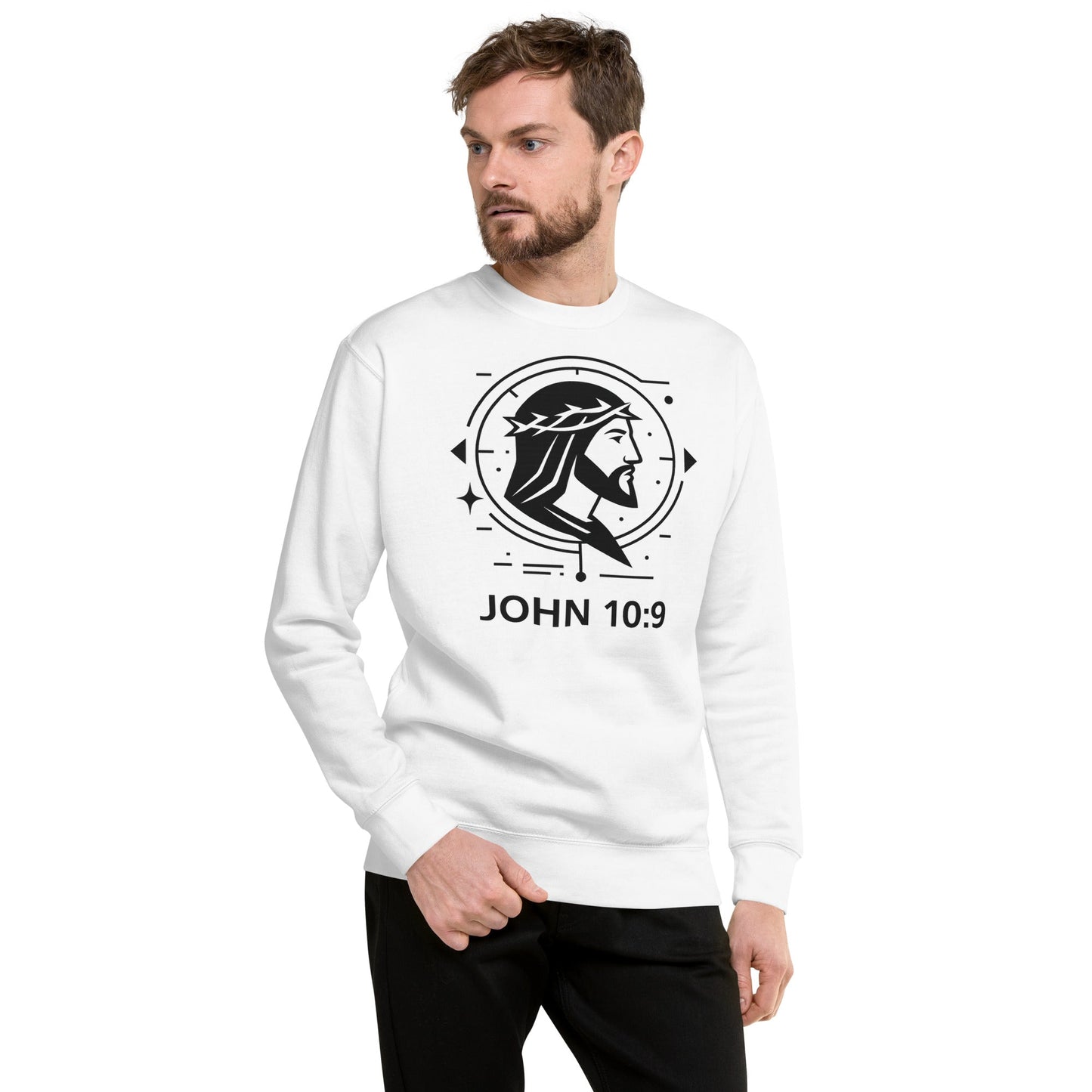 John 10:9 Unisex White Christian Long Sleeve Unique Faith Design - WPiF
