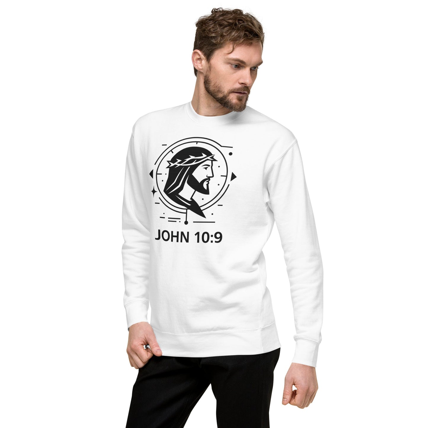 John 10:9 Unisex White Christian Long Sleeve Unique Faith Design - WPiF