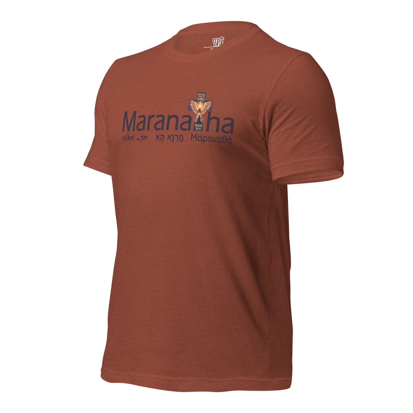 Maranatha Cross Faith - Based T-Shirt Refuge Under His Wings Design - WPiF
