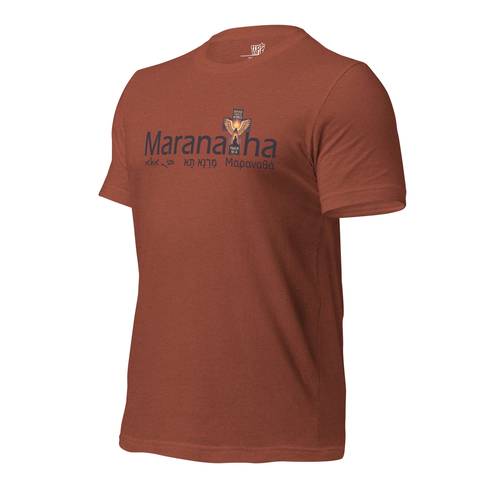 Maranatha Cross Faith - Based T-Shirt Refuge Under His Wings Design - WPiF