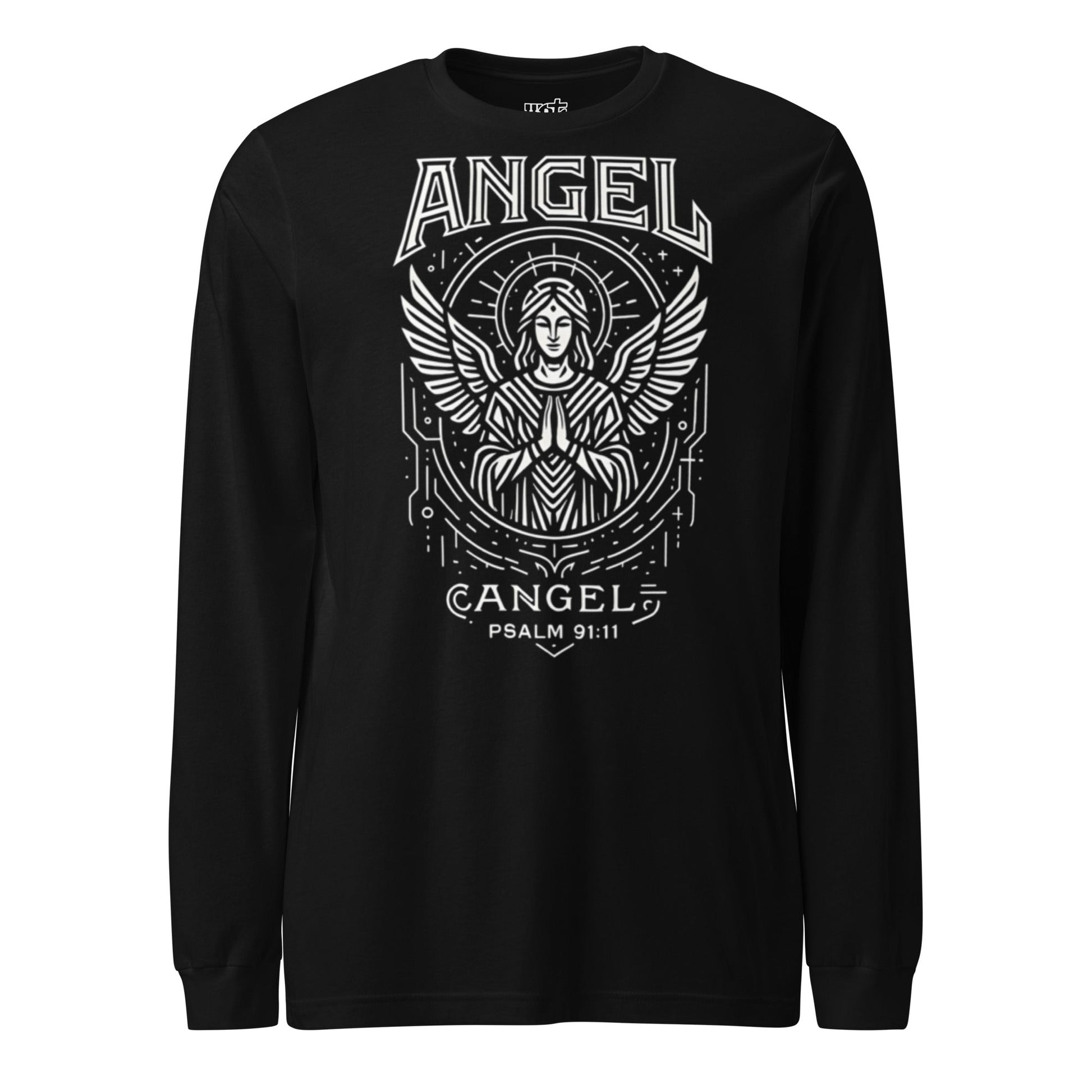 Psalm 91:11 Unisex Black Christian Long Sleeve Angel Faith Design - WPiF