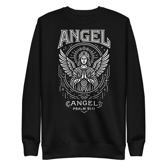 Psalm 91:11 Unisex Black Christian Sweater Angel Faith Design - WPiF