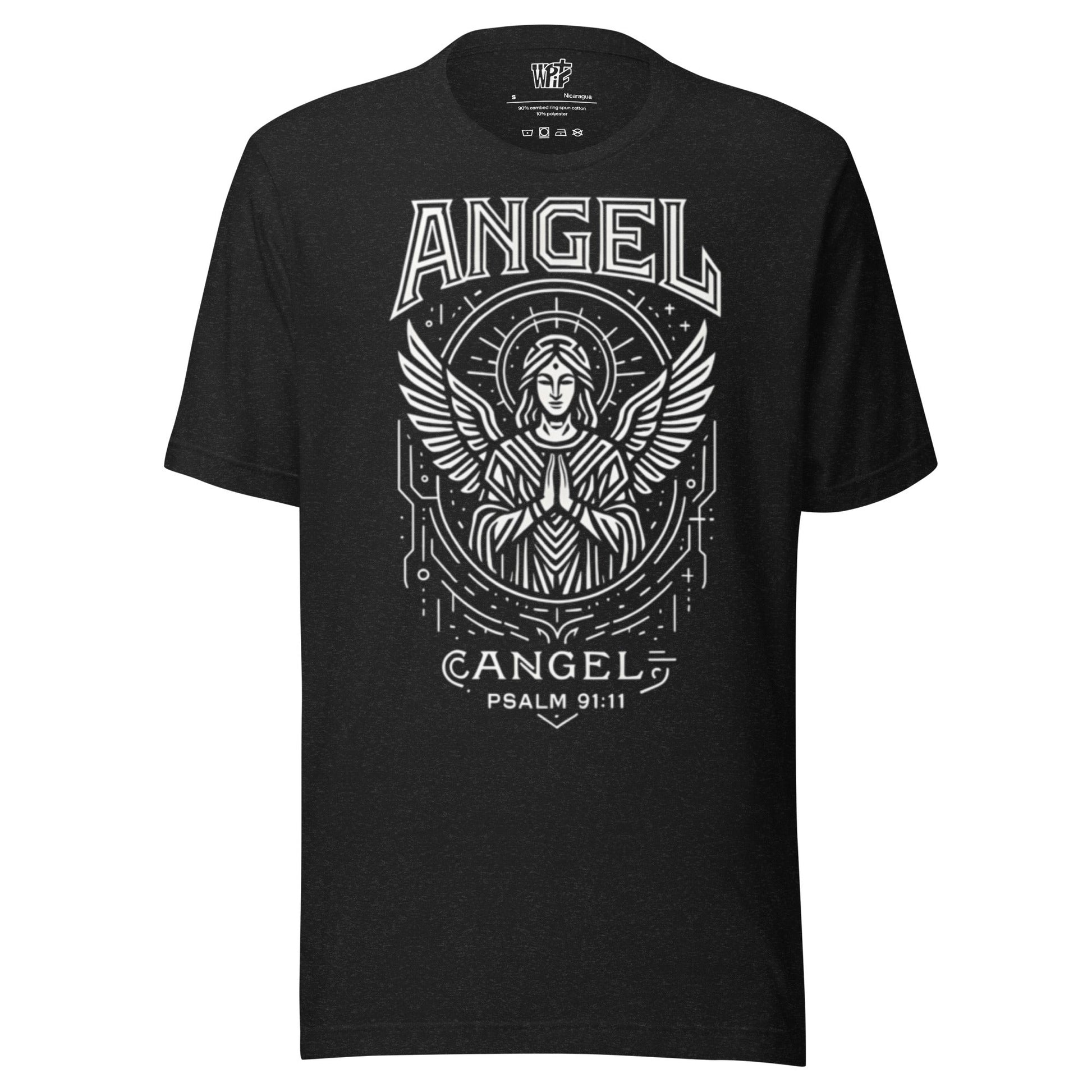 Psalm 91:11 Unisex Black Christian T Shirt Angel Faith Design - WPiF