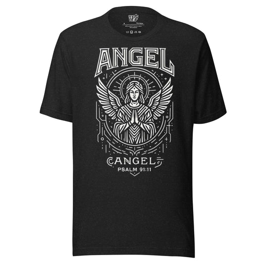 Psalm 91:11 Unisex Black Christian T Shirt Angel Faith Design - WPiF