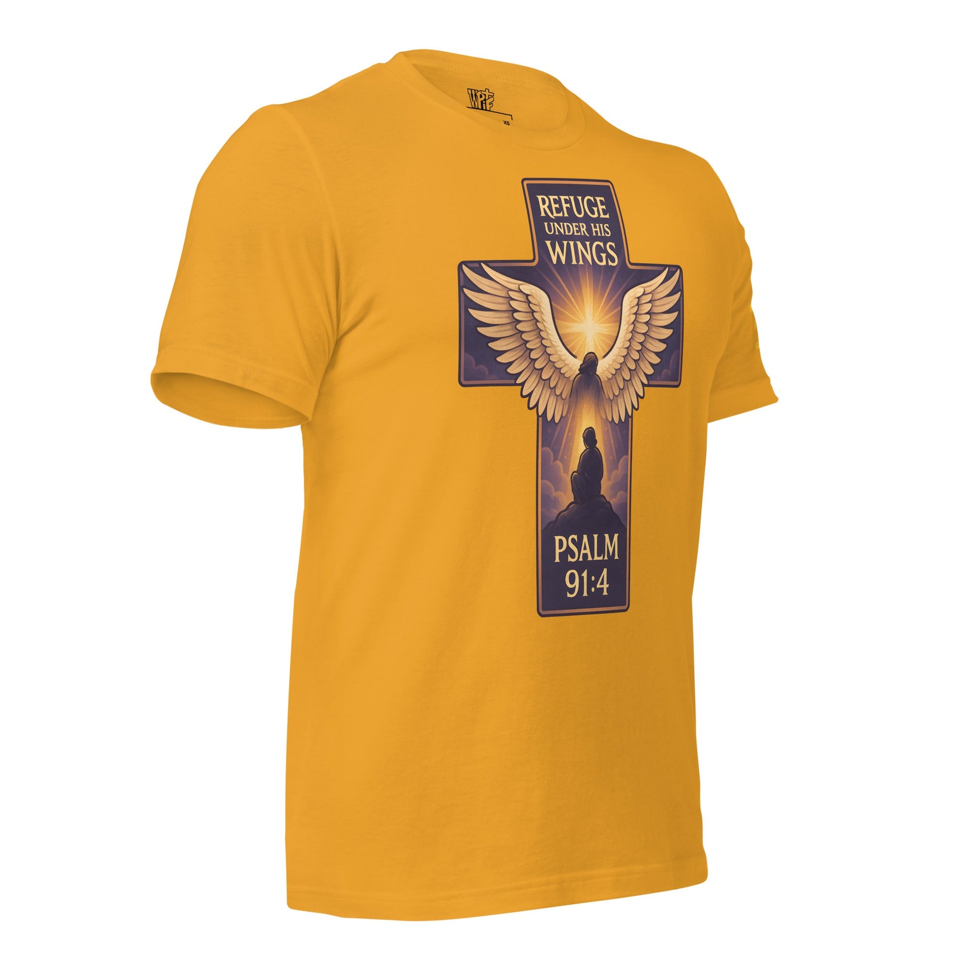 Psalm 91:4 Unisex Orange Christian T-Shirt Under His Wings Design - WPiF