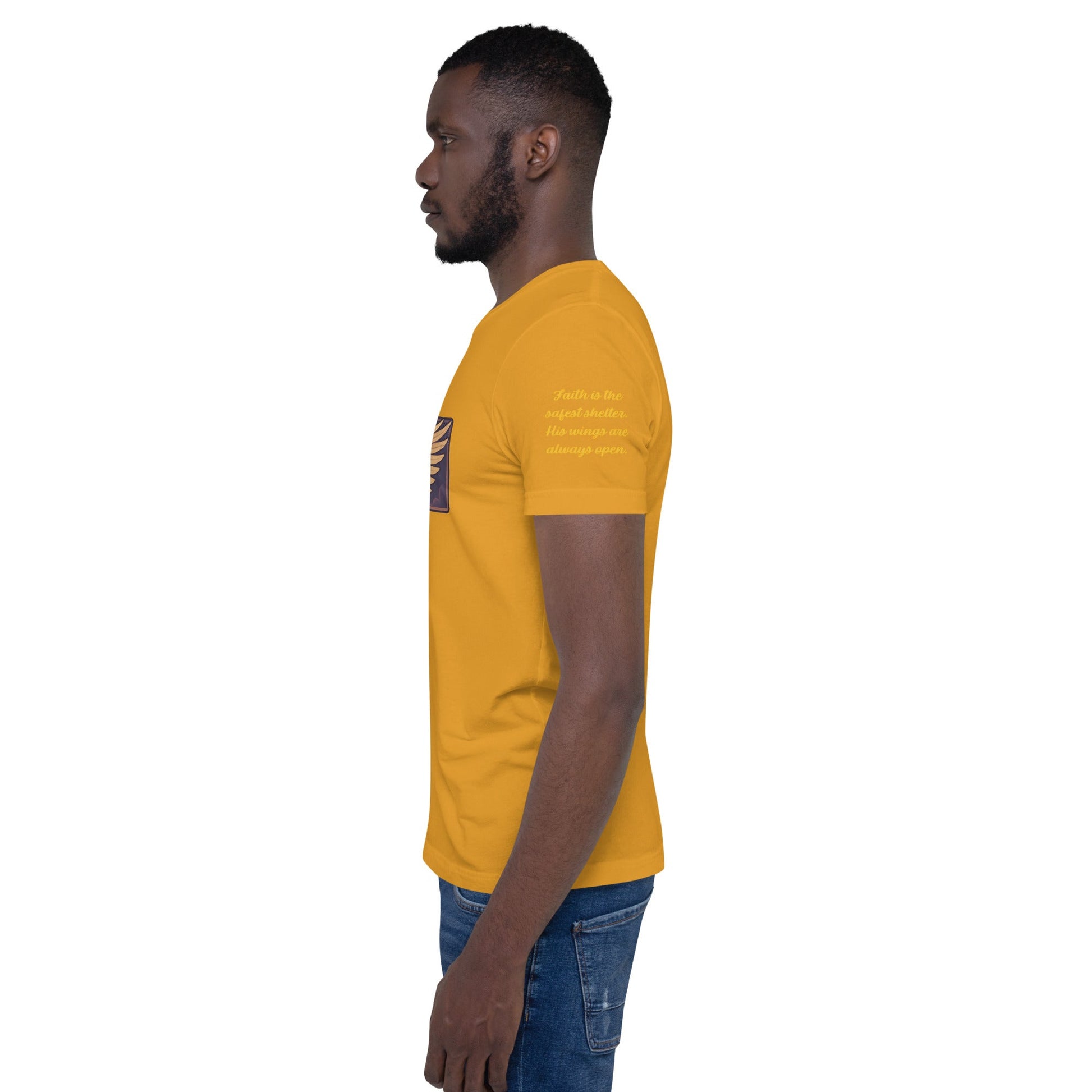 Psalm 91:4 Unisex Orange Christian T-Shirt Under His Wings Design - WPiF
