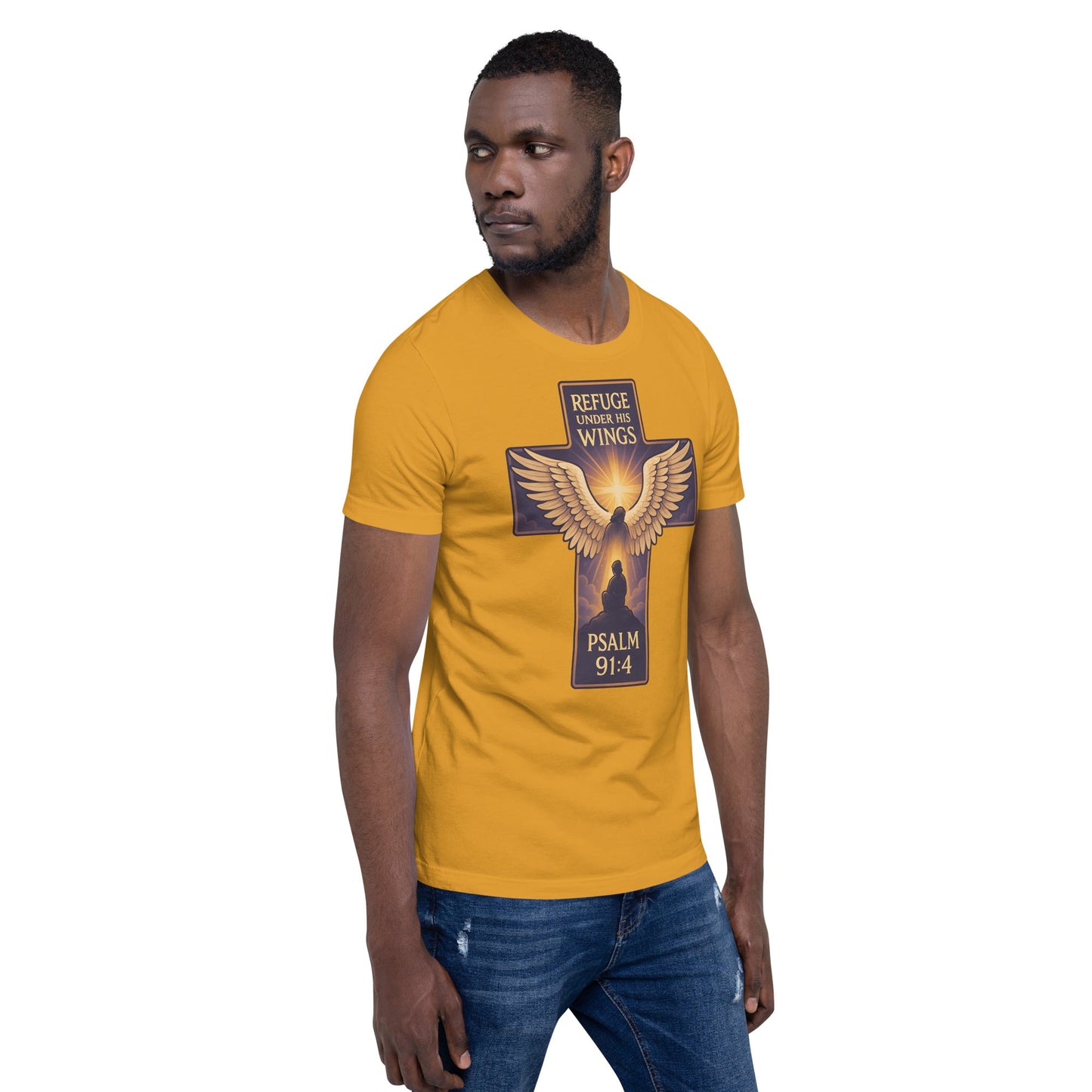 Psalm 91:4 Unisex Orange Christian T-Shirt Under His Wings Design - WPiF