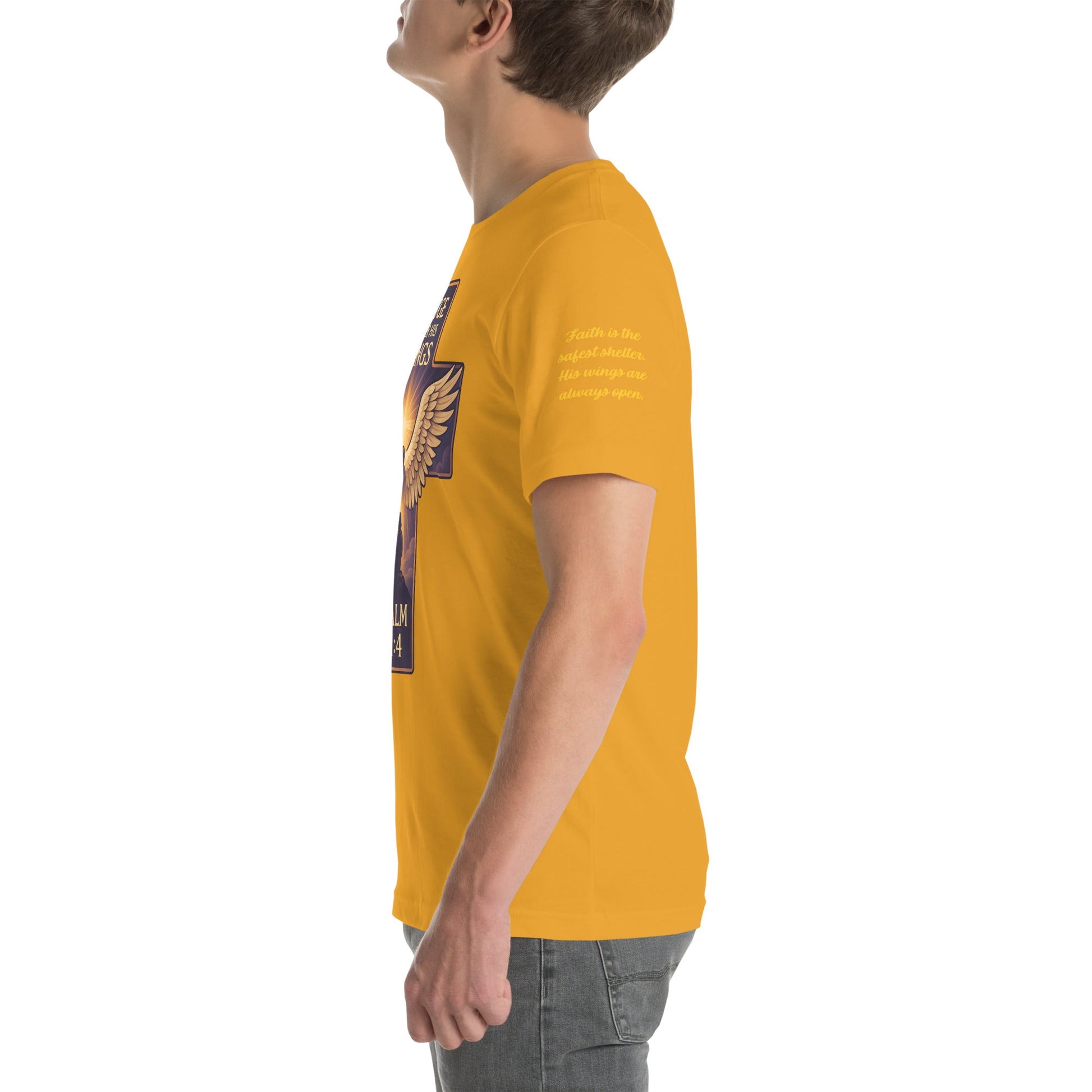 Psalm 91:4 Unisex Orange Christian T-Shirt Under His Wings Design - WPiF