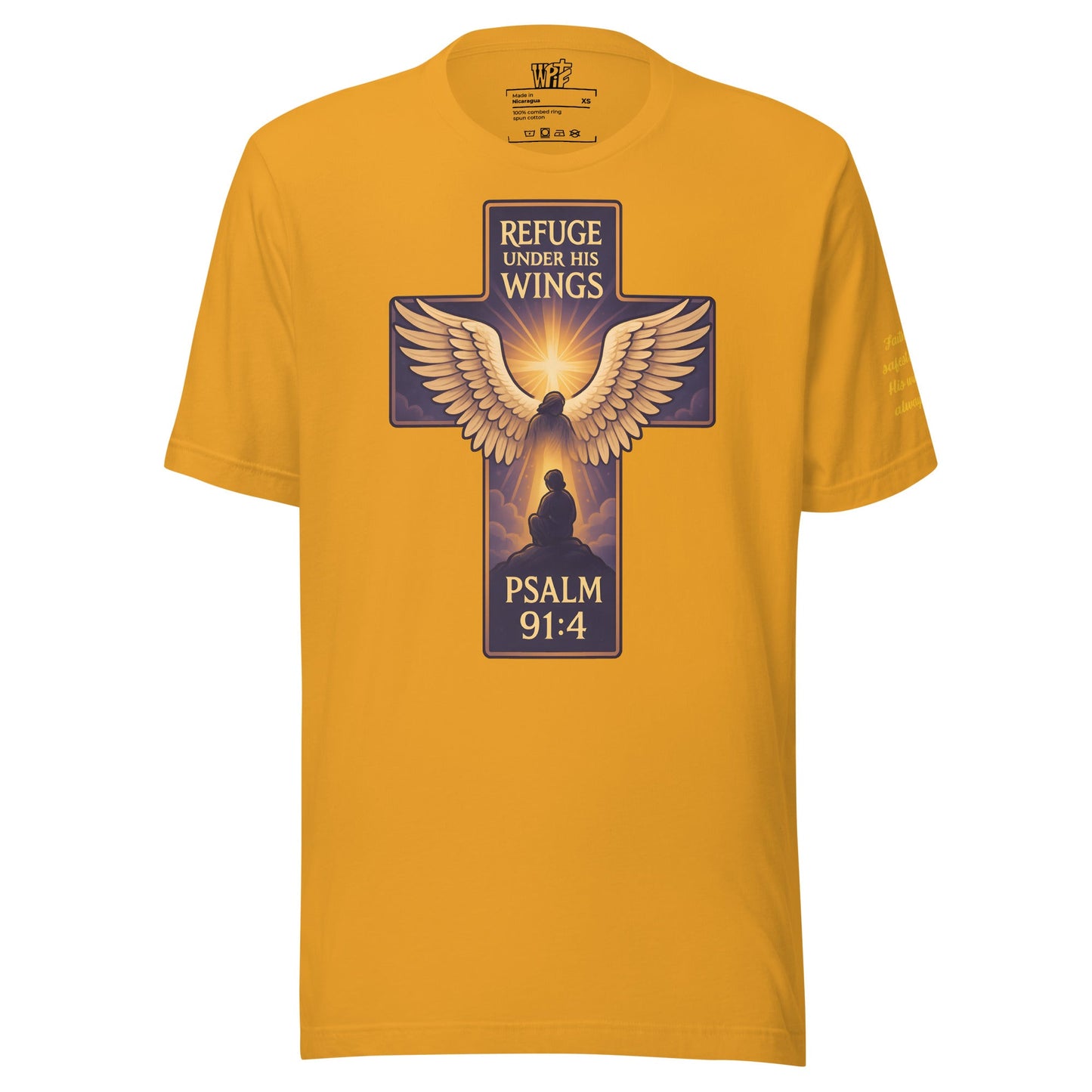 Psalm 91:4 Unisex Orange Christian T-Shirt Under His Wings Design - WPiF
