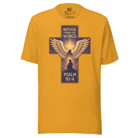 Psalm 91:4 Unisex Orange Christian T-Shirt Under His Wings Design - WPiF