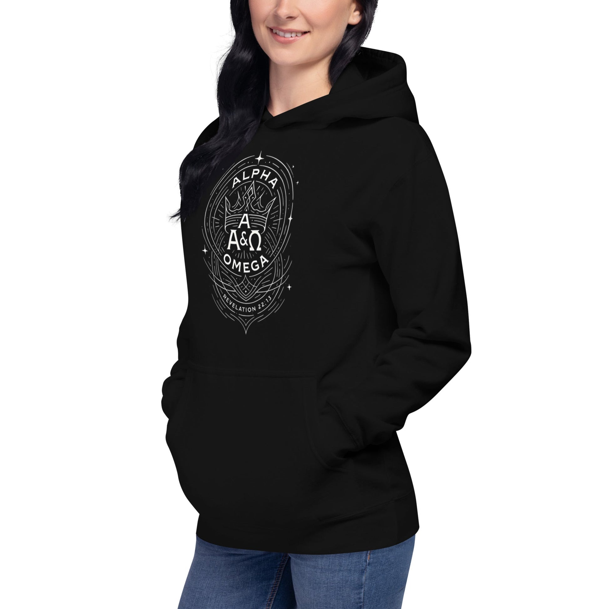 Revelation 22:13 Unisex Black Christian Hoodie Unique Faith Design - WPiF