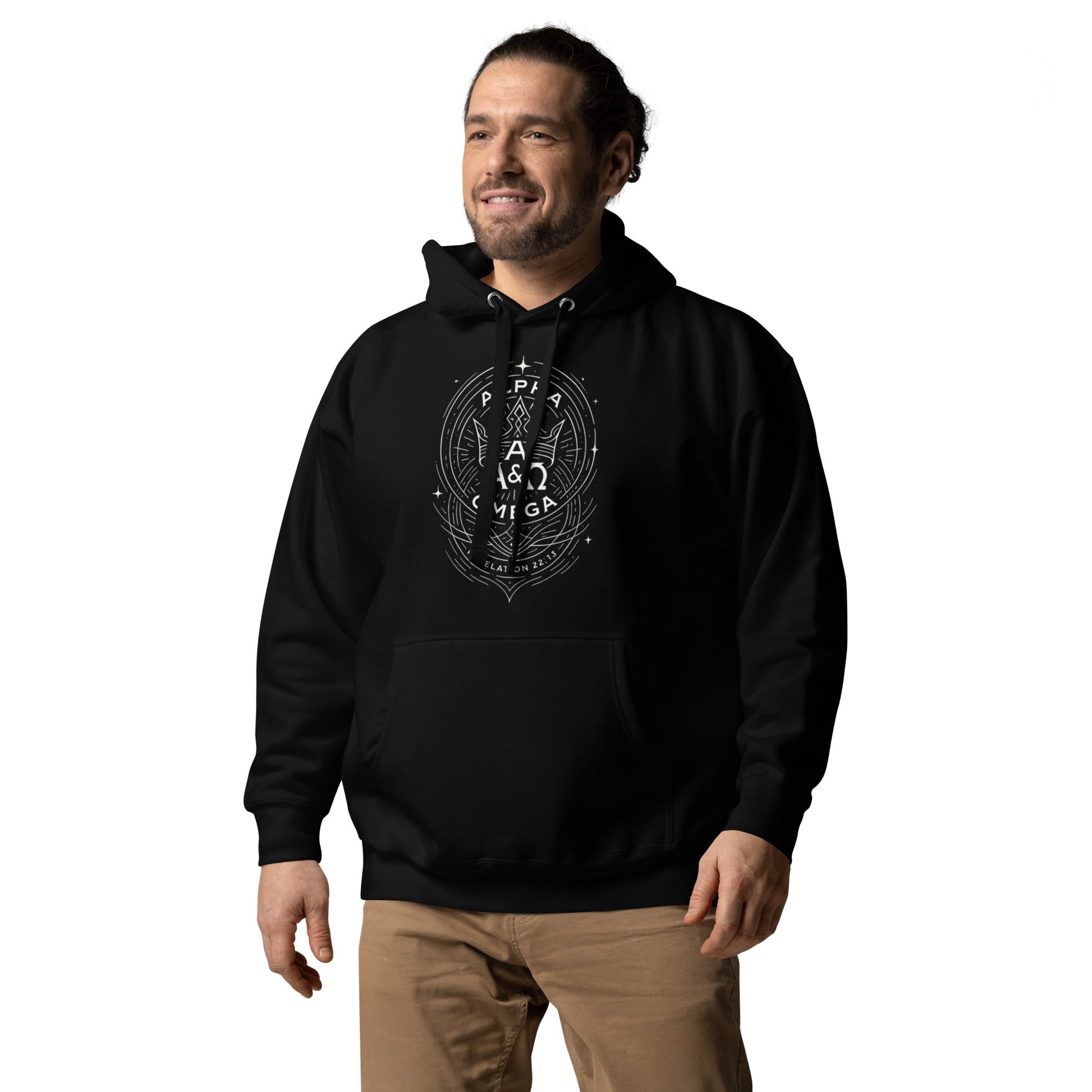 Revelation 22:13 Unisex Black Christian Hoodie Unique Faith Design - WPiF