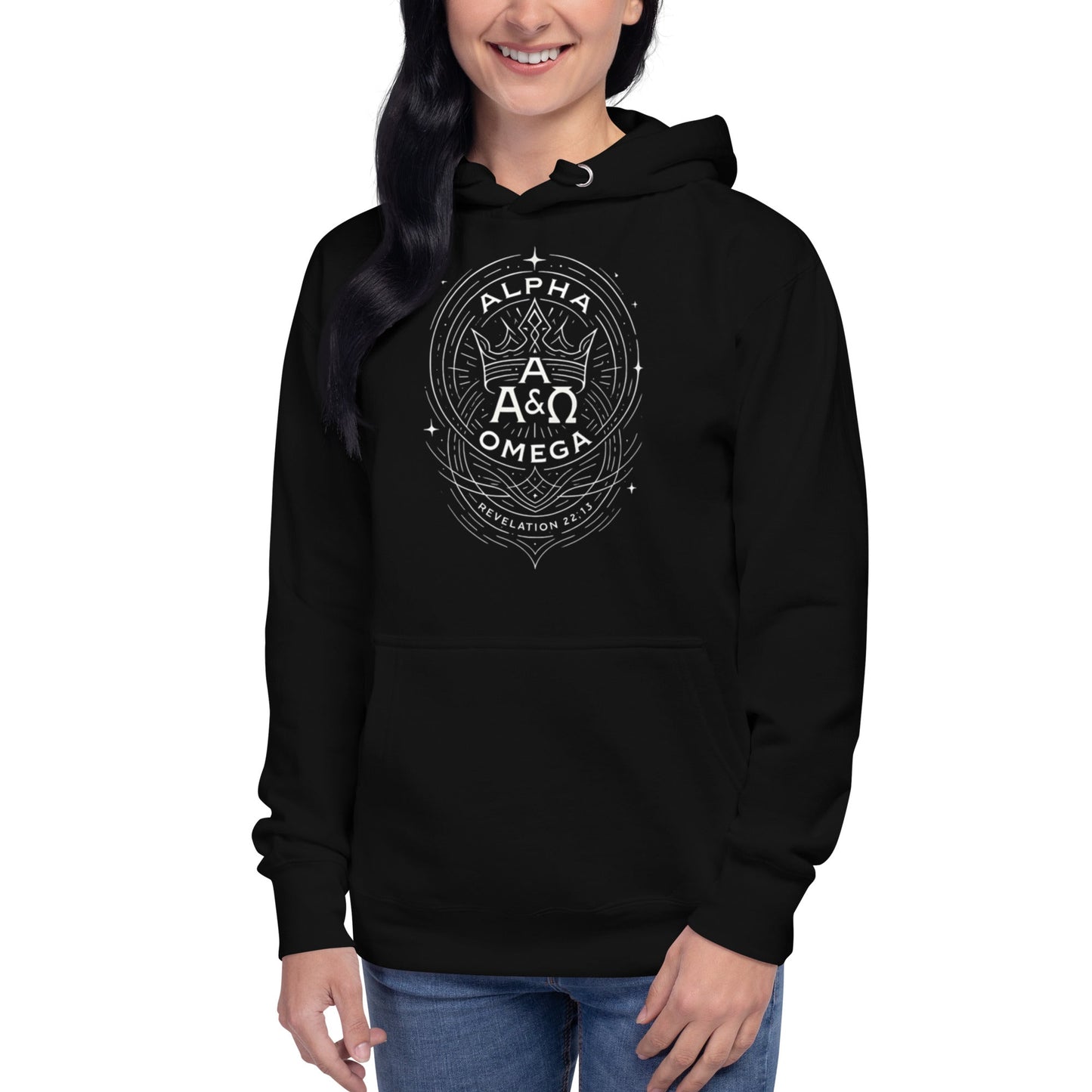 Revelation 22:13 Unisex Black Christian Hoodie Unique Faith Design - WPiF