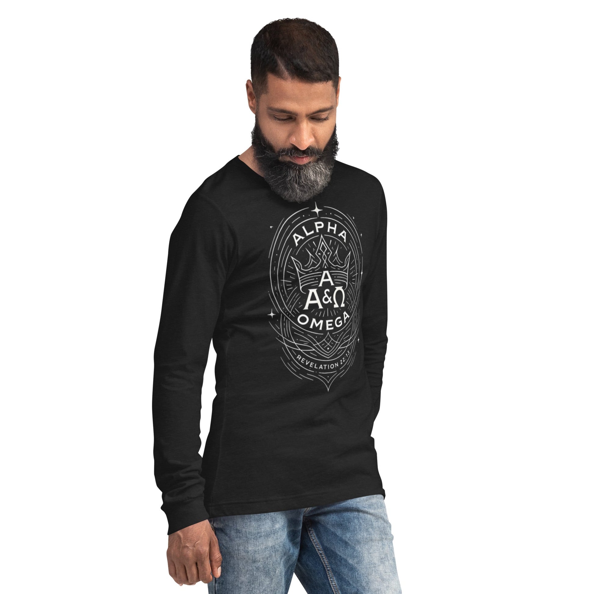 Revelation 22:13 Unisex Black Christian Long Sleeve Unique Faith Design - WPiF