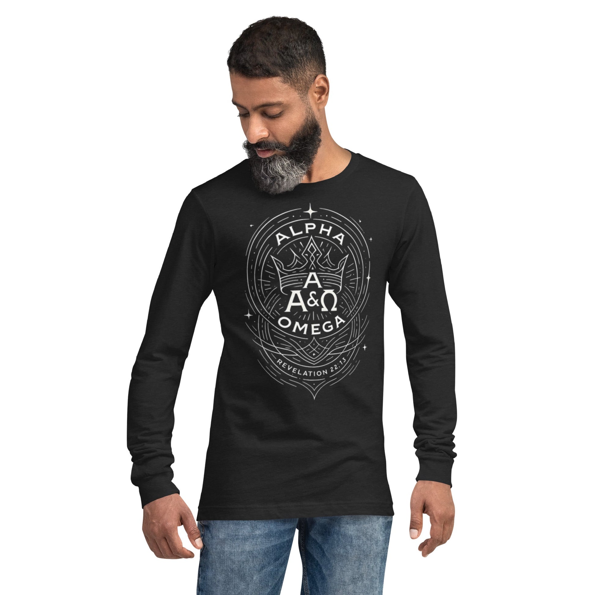 Revelation 22:13 Unisex Black Christian Long Sleeve Unique Faith Design - WPiF