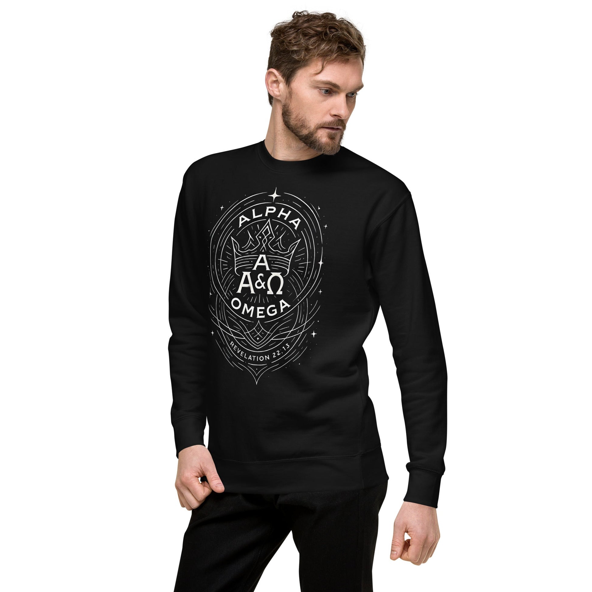 Revelation 22:13 Unisex Black Christian Sweater Unique Faith Design - WPiF
