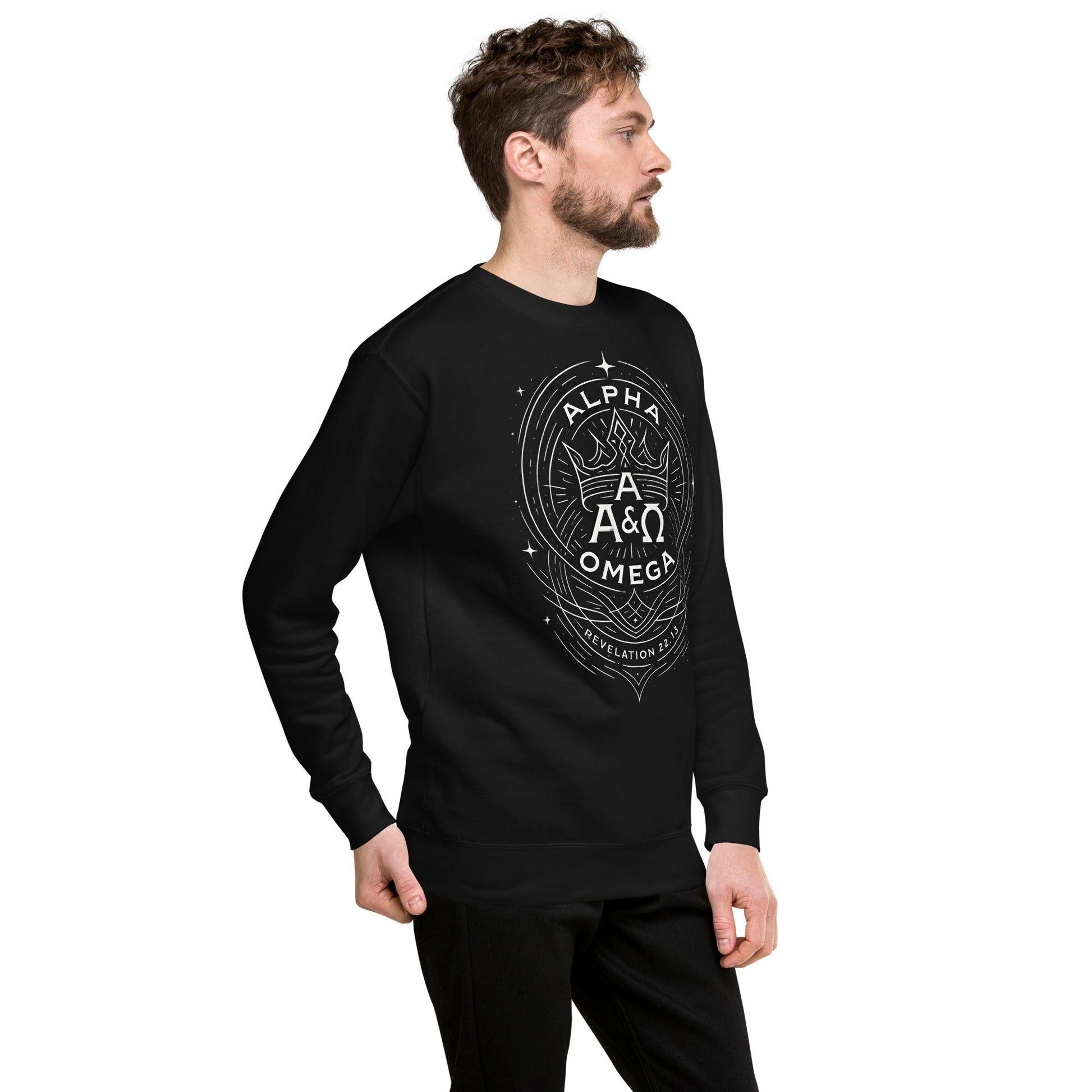 Revelation 22:13 Unisex Black Christian Sweater Unique Faith Design - WPiF