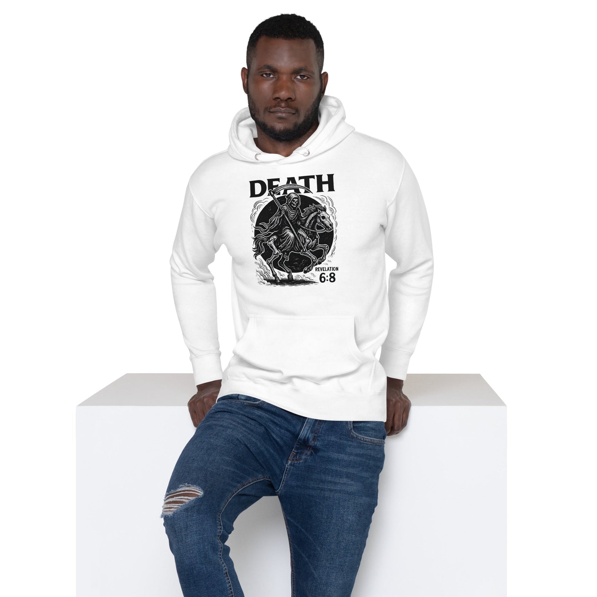 Revelation 6:8 Unisex Black Christian Hoodie Pale Horse Death Rider - WPiF