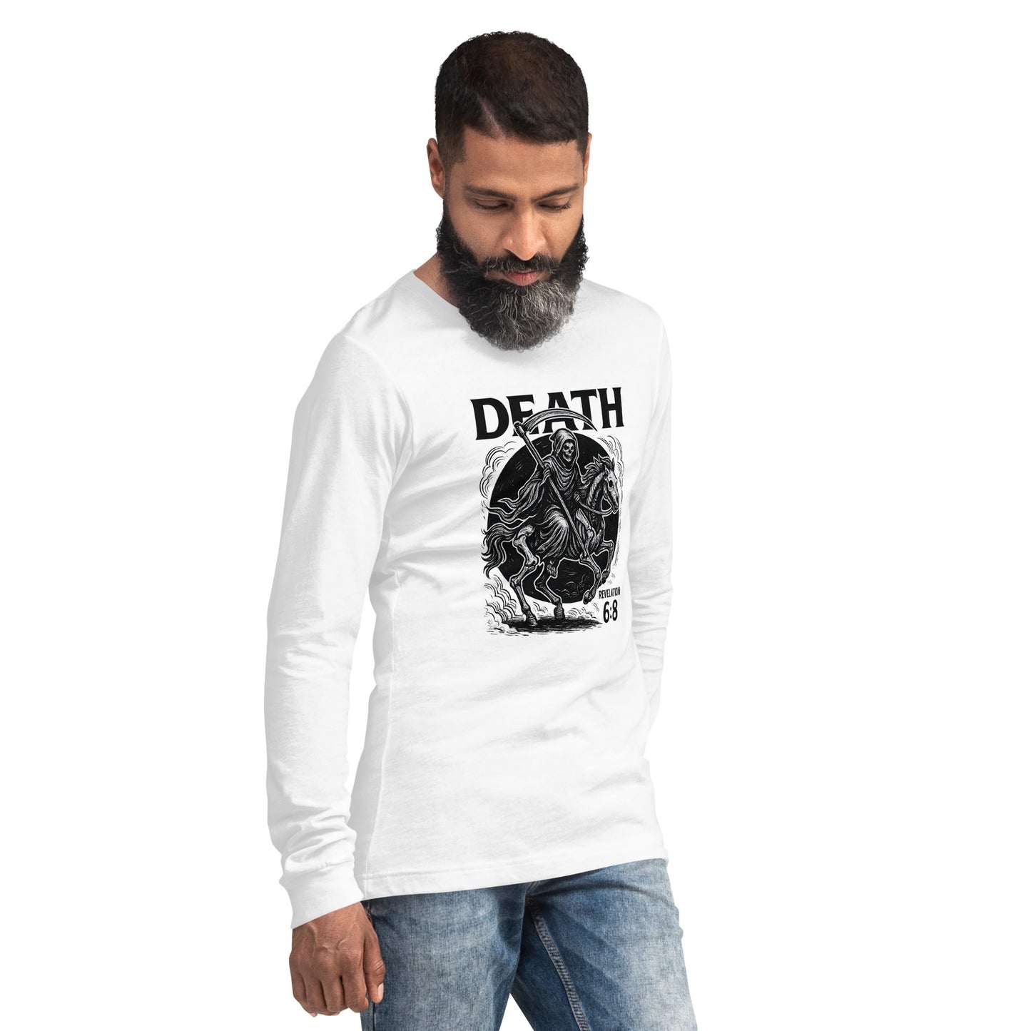 Revelation 6:8 Unisex Black Christian Long Sleeve Pale Horse Rider - WPiF