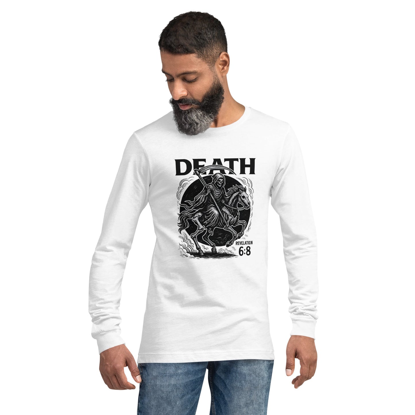 Revelation 6:8 Unisex Black Christian Long Sleeve Pale Horse Rider - WPiF