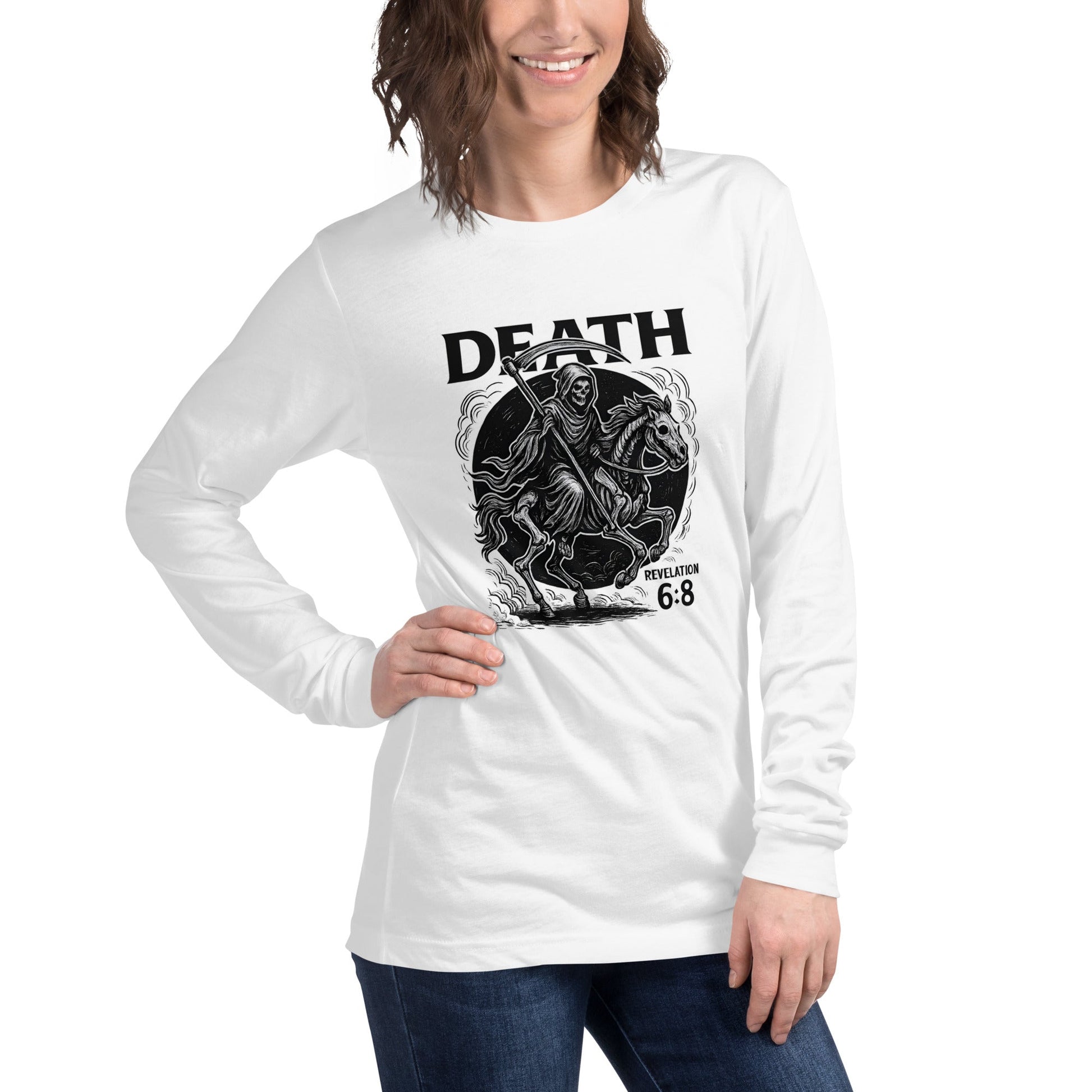 Revelation 6:8 Unisex Black Christian Long Sleeve Pale Horse Rider - WPiF
