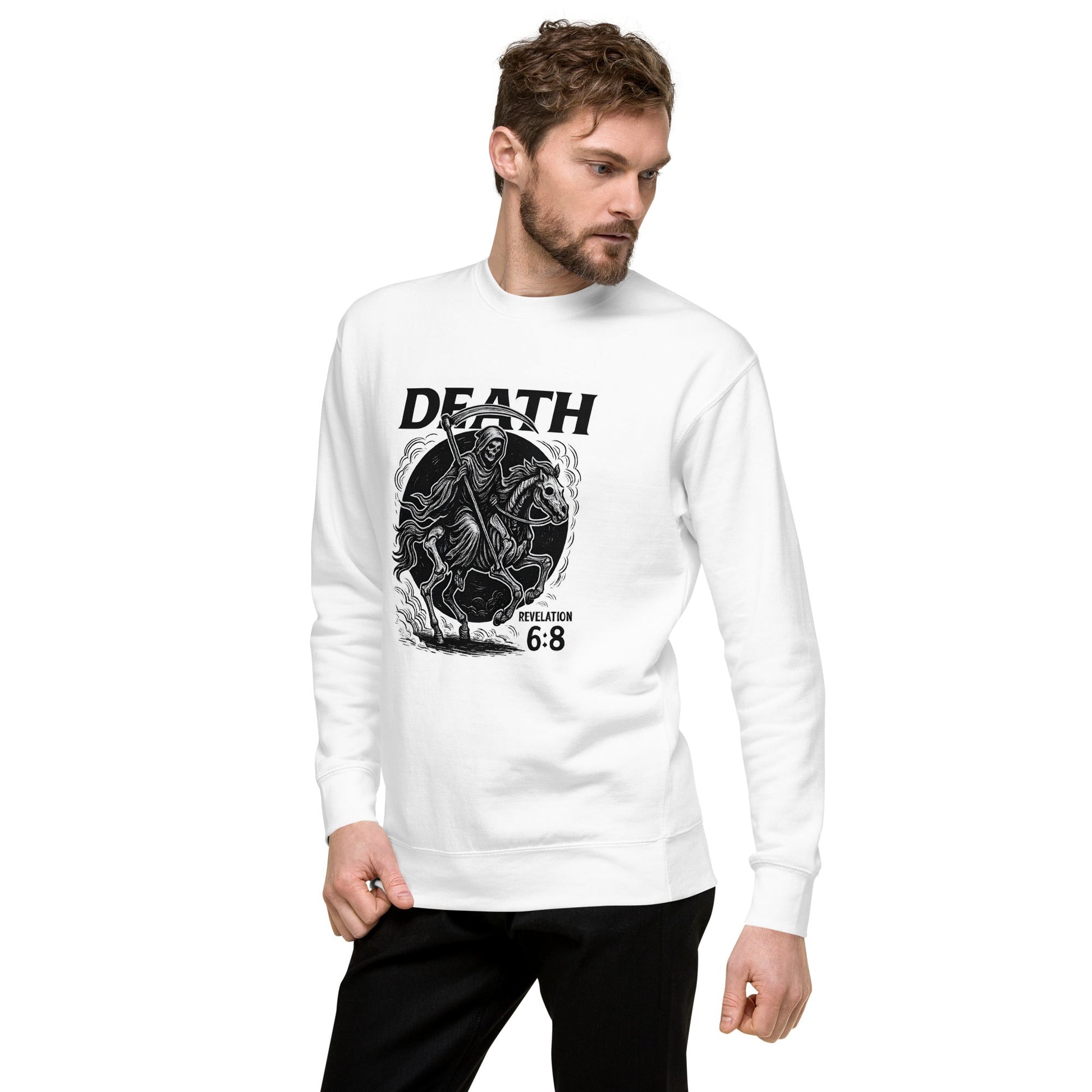 Revelation 6:8 Unisex Black Christian Sweater Pale Horse Death Rider - WPiF